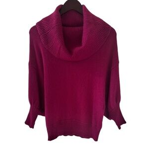 Express Deep Pink Cowl Neck 3/4 Sleeve Angora Blend Sweater Size Small